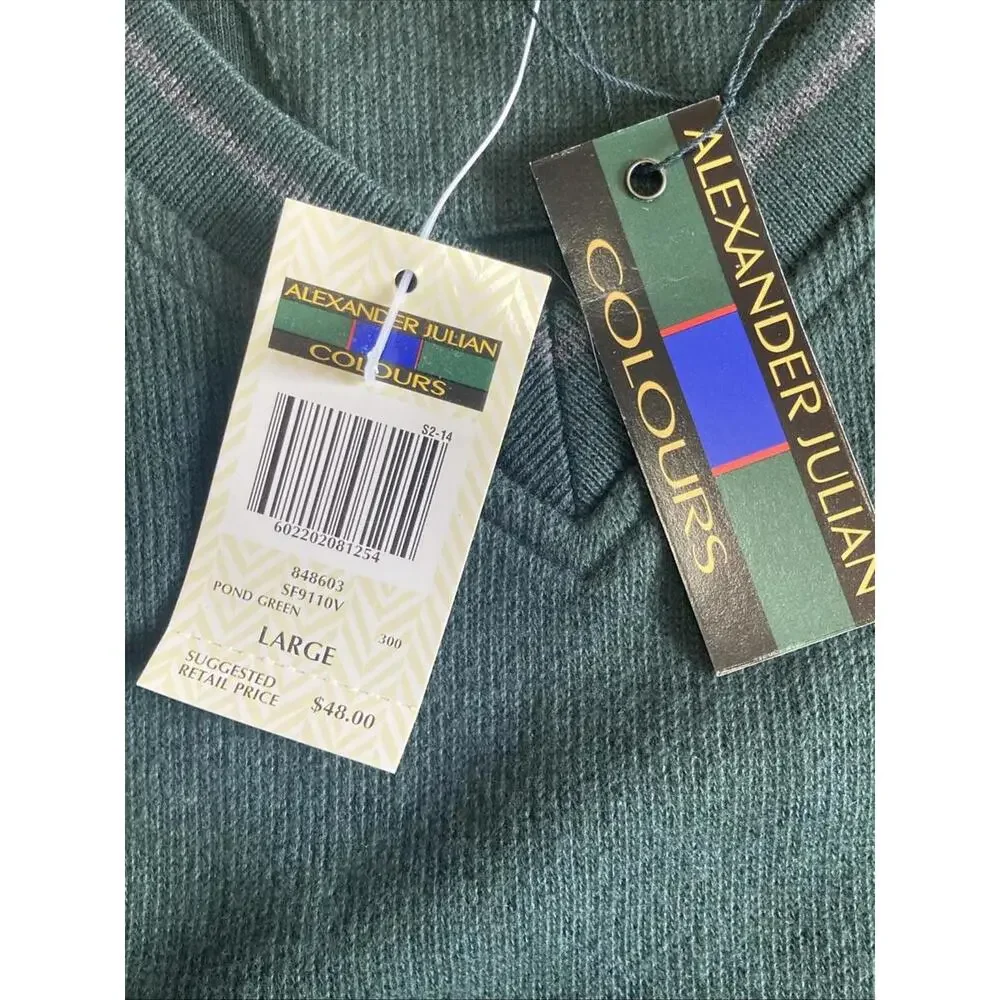 NWT Alexander Julian Colours Green Sweatshirt Size L 100% Cotton - Picture 4 of 4